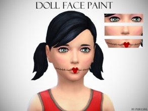 Sims 4 — Doll Face Paint by Puresim — Doll face paint for children ! There is a pink blush, eyeliner, bottom lashes,