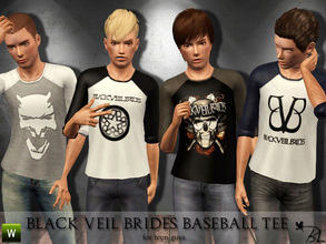 Sims 3 — Teen Black Veil Brides Baseball Tee by Black_Lily — Black Veil Brides Baseball Tee for teen guys.
