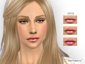 Sims 4 — Lipstick HQ-02 by CherryBerrySim — Beauitful glossy lipstick in three pink tones from warmer pink to light pink
