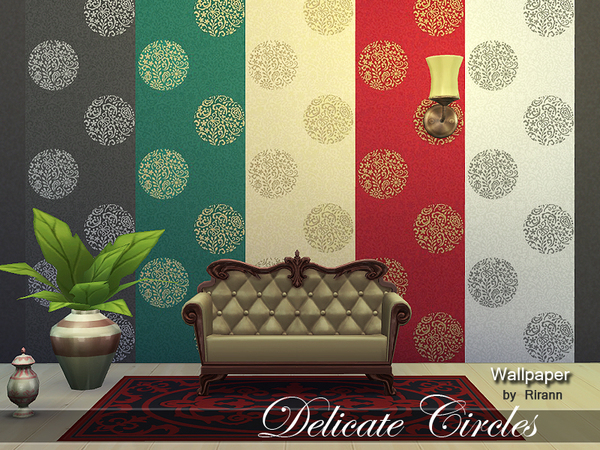 Sims 4 — Delicate Circles Wallpaper by Rirann — Delicate Circles Wallpaper in 5 color variations. Seamless pattern works