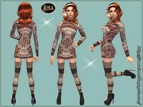 Sims 2 — ASA_Dress_273_AF by Gribko_Sveta — Knitted dress with gaiters for women TS2