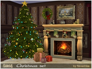Sims 4 — Christmas set by Severinka_ — Set decoration for Christmas. Wonderful green Christmas tree with toys, sparkling