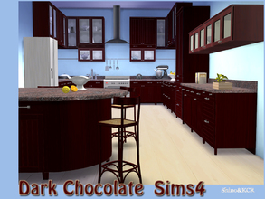 Sims 4 — Kitchen Dark Chocolate by ShinoKCR — Must have Kitchen which comes in darkwood, lightwood and white with a