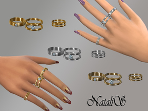 Sims 4 — NataliS_Multi rings set FT-FA by Natalis — Fashion trend. Several narrow rings of the same design on the one