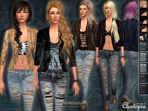 Sims 4 — Set12- Rebellion Casual Set by Cleotopia — Set contains two new items, for your ultimate rebel rockstar look.