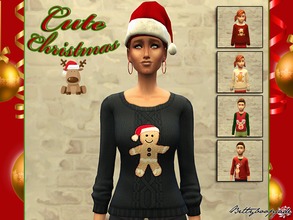 Sims 4 — Cute Christmas  by Bettyboopjade — Set sweaters for women young adult and children with printed Christmas.