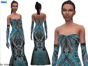 Sims 4 — Sequin gown and gloves by Wimmie — Inspired by a dress by Zuhair Murad. Boasting show-stopping elegance, these
