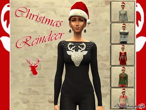 Sims 4 — Christmas reindeer  by Bettyboopjade — Set of clothes for men and women young adult with printed Reindeer