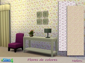 Sims 4 — Flores de colores by Neferu2 — 3 wallpapers whit beautiful flowers