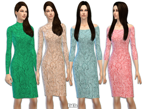 Sims 4 — Lace Pencil Dress Set -Set 01- by BluElla — 5 different colors New item