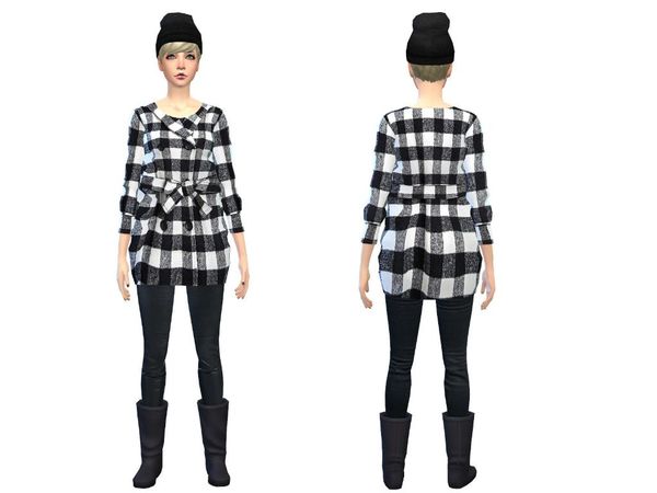 Sims 4 — trenchcoat black and white by Awesomesims4 — trenchcoat black and white for female - mesh by puresims - recolor