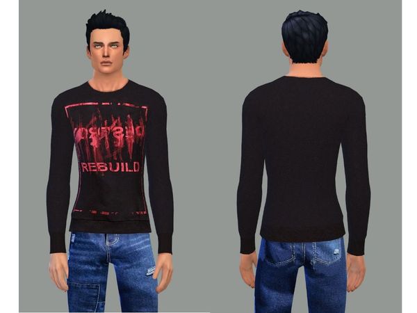 Sims 4 — black sweater - rebuild - male by Awesomesims4 — black sweater - rebuild - male