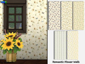 Sims 4 — Romantic Flower Walls by Wimmie — A new wall with lovely,vintage flower motifs. This wall is a new item with its