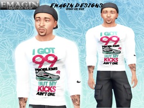 Sims 4 — Jordan Long/Short Sleeve 99 Problems Tee by emagin3602 — Custom Made &amp;amp; Created By Emagin Designs