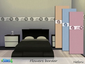 Sims 4 — Flowers border by Neferu2 — Wallpaper with border of nice flowers. 4 different colors
