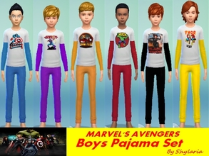 Sims 4 — Marvel's Avengers Boys Pajama Set by Shylaria — Your Sims 4 little boy will be a real super hero when he wears a
