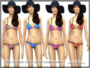 Sims 4 — ASOS Tile Print Stappy Lattice Triangle Bikini by Serpentrogue — -10 styles -swimwear -teen to elder