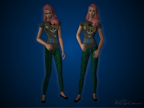 Sims 2 — Mermaid Leggings With Band Tee by KCsim — I\'m back and ready to keep uploading until the Christmas Holidays are