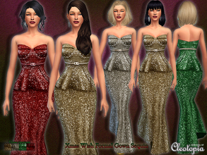 Sims 4 — Set15- Xmas Wish Belted Sequin Gown  by Cleotopia — This is my Xmas 2014 gift to the all of you that have been
