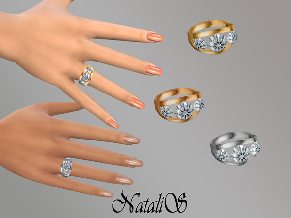 Sims 4 — NataliS_TS4 Ring ( right) with diamonds YA-FE by Natalis — A classic ring with three faceted diamonds. Perfect