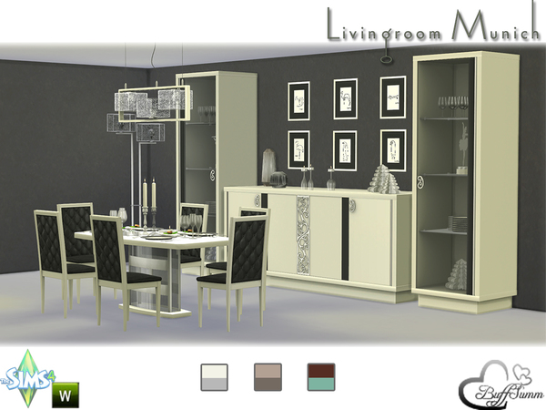 Sims 4 — Diningroom Munich by BuffSumm — Modern and elegance. This are the keywords for this Diningroom. You get it in