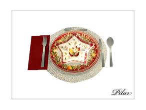 Sims 4 — Pilar_tableware by Pilar — Christmas is dressed in red, gold and white tones In the heat of the fireplace,