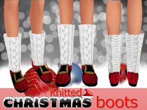 Sims 4 — Christmas Knitted Boots by Pinkzombiecupcakes — Beautiful and adorable knitted boots that every female sim wants