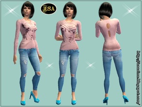 Sims 2 — ASA_Dress_277_AF by Gribko_Sveta — Pink jacket with fragmentary jeans for women TS2