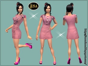Sims 2 — ASA_Dress_278_AF by Gribko_Sveta — Pink dress with checkered inserts for women TS2