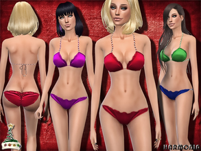 Sims 4 — Harmonia TS4 Set 005 by Harmonia — Claus Cinch Front Halter Top Claus Scrunch Back Panty