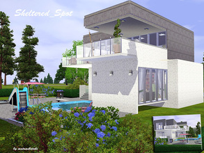 Sims 3 — Sheltered_Spot by matomibotaki — Solid cube-style family home in modern architecture and timeless beauty.