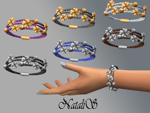 Sims 4 — NataliS_Good luck bracelet FT-FA by Natalis — Braided leather bracelet with charms four leaf clover. This is a
