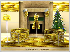 Sims 3 — Gold Baubles_marcorse by marcorse — Themed pattern: banded design with Christmas baubles in gold and brown.