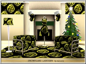Sims 3 — Snowflake Lantern_marcorse by marcorse — Abstract pattern: snoflake Christmas tree light in yellow on black