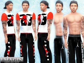 Sims 4 — Jordan Sweats Blk/Red by emagin3602 — Custom Made &amp;amp; Created By Emagin Design 