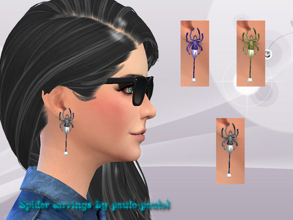 Sims 4 — Spider earrings by paulo-paulol — Spider earrings by paulo-paulol for teen, YA, adult, elder sims. 3 colors, new