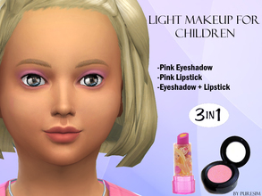 Sims 4 — Light Makeup For Children by Puresim — A light makeup for children! You have three choices: Pink lipstick, Pink
