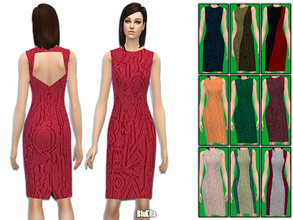 Sims 4 — Embossed Alphabet Pencil Dress by BluElla — 10 different colors New item 