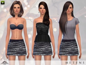 Sims 4 — Moonlight by Metens — - New skirt for your simmies with white and blue pattern and a dark blue belt - T/YA/A/E