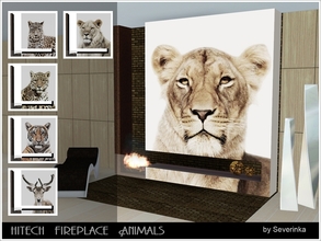 Sims 3 — Hitech Fireplace Animals by Severinka_ — Fireplace in the hi-tech style with the image of wild animals.