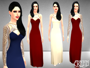Sims 4 — Gold and Silver Leaf Embellished Maxi Dresses by ernhn — Gold and Silver Leaf Embellished Maxi Dresses Set