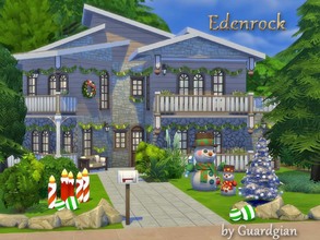 Sims 4 — Edenrock by Guardgian2 — A modern mountain cabin fully decorated for the Winter Holidays. It features a living