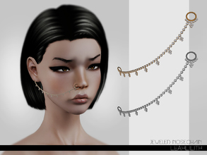 Sims 3 — LeahLillith Jeweled Nosechain by Leah_Lillith — Jeweled Nosechain 2 recolorable areas: chain and gemstones. HAT