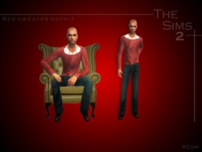 Sims 2 — Red Sweater Outfit  by KCsim — Adult Males Only. This was a challenge since I rarely make male cc. Remember to