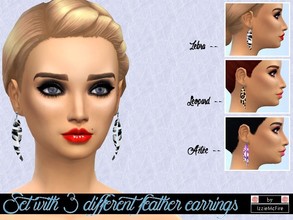 Sims 4 — Leopard printed feather earrings by IzzieMcFire — This pair of feather earrings belong to the other pairs as a