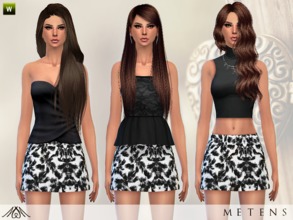 Sims 4 — Dark Paradise by Metens — - New skirt for your simmies with white and black tree palms pattern - T/YA/A/E