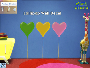 Sims 4 — Lollipop Decal by LucidRayne — One decal with 3 heart lollipops. Vector design made by me in Inkscape. Found in