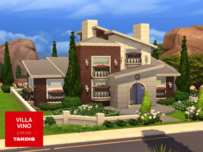 Sims 4 — Villa Vino by Takdis — A christmas villa with modern lines and warm theme. Large and realistic family house. You
