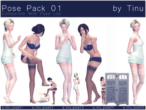 Sims 3 — Pose Pack 01 by Tinu by Tinuleaf — 5 Female Adult poses compatible with the pose list. You can find the