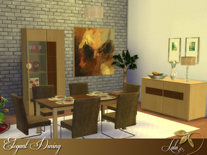 Sims 4 — Elegant Dining  by Lulu265 — An Elegant Dining Set, with 14 New meshes, light and dark wood combinations 2